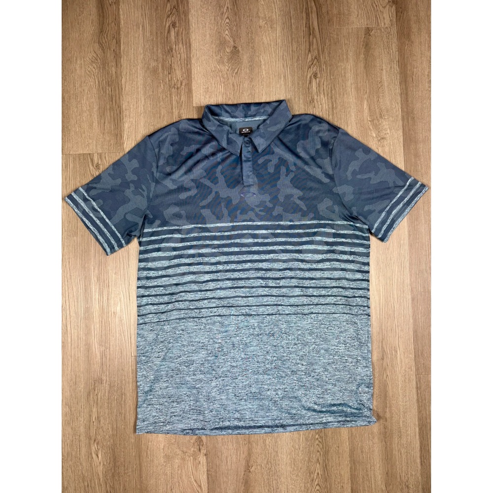 Oakley Golf Polo Shirt Mens XL Blue Gray‎ Camo Striped Performance  Wicking
